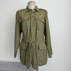 Love Shack Fancy Olive Green Women's Utility Jacket
